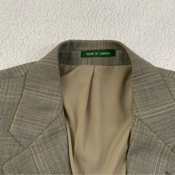 Lauren Ralph Lauren Blazer Sport Coat Jacket 42R 100% Wool Brown Tan Houndstooth - Picture 3 of 15
